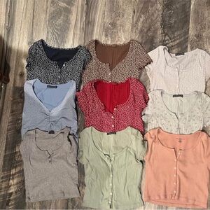 Brandy Melville Crop Top Bundle – 9 Shirts, One Size Women's Assorted Color Tops